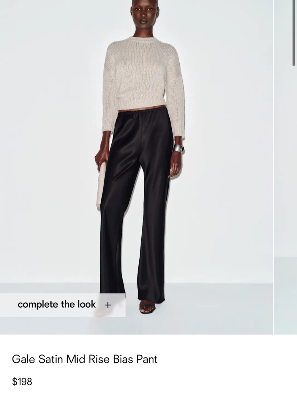 Reformation Wide-Leg Satin Pants — Black
